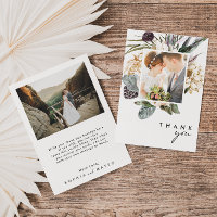 White Floral Flat Photo Wedding Thank You Card