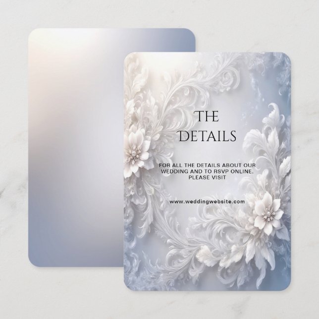 White Floral Flourish Detail Enclosure Card (Front/Back)