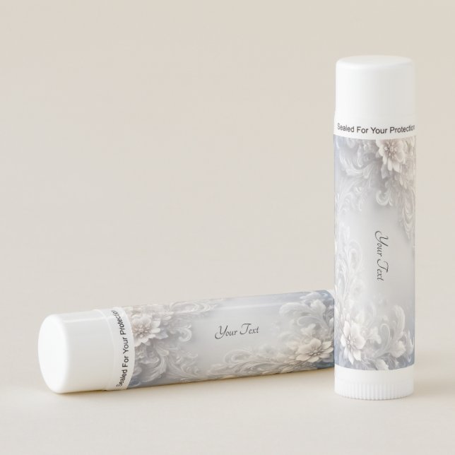 White Floral Flourish Lip Balm (Front)