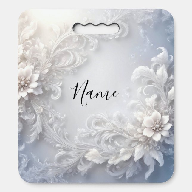White Floral Flourish Stadium Seat Cushion (Front Vertical)