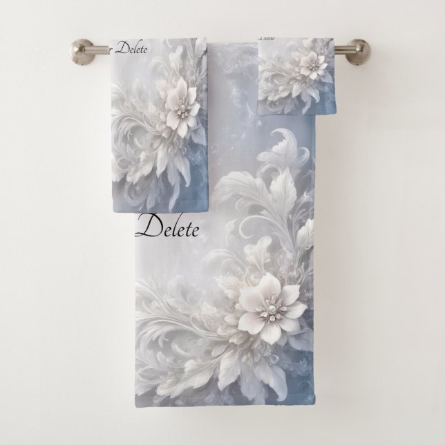 White Floral Flourish Towel Set (Insitu)