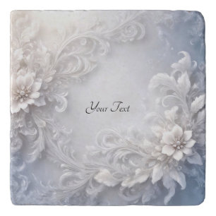White Floral Flourish Trivet