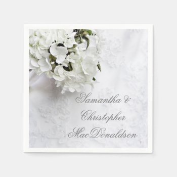 White Floral Flower Bouquet Wedding Paper Napkins by personalized_wedding at Zazzle