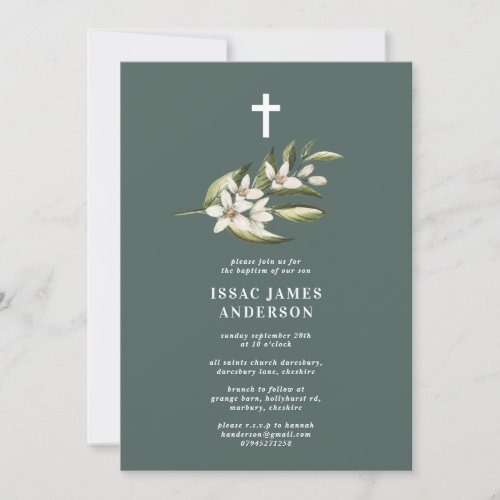 White floral  foliage blossom christening baptism