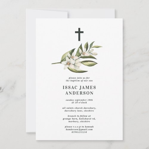 White floral  foliage blossom christening baptism