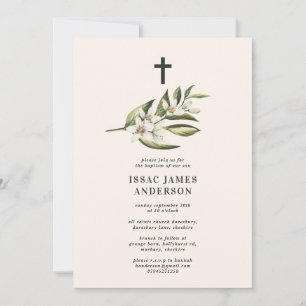 White floral & foliage blossom christening baptism