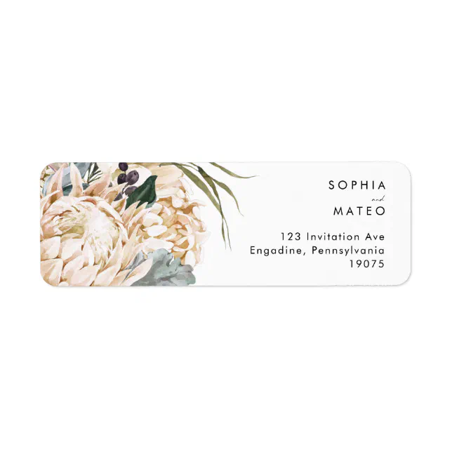 White Floral Font Return Address Label | Zazzle