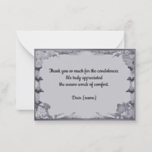 White Floral Frame After Funeral Thank You Note Card