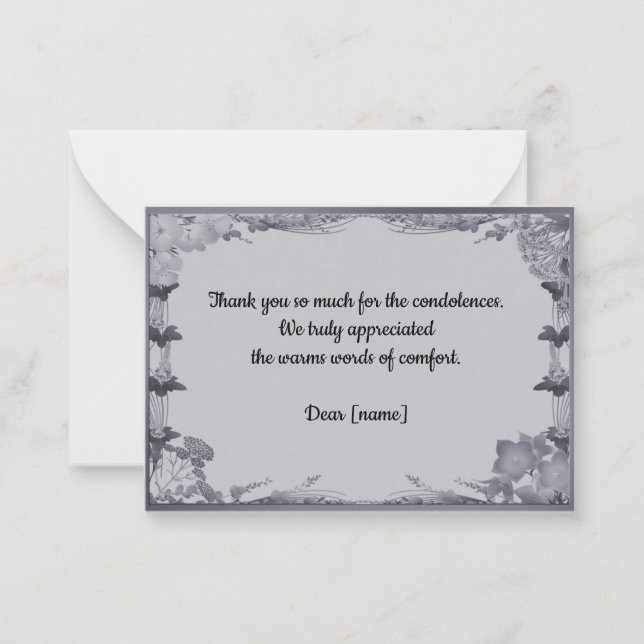 White Floral Frame After Funeral Thank You Note Card (Front)