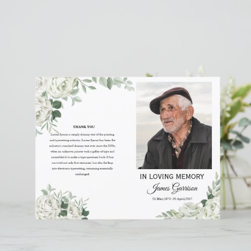 White Floral Funeral Program Template