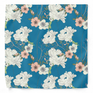 White Floral Garden Pattern Bandana