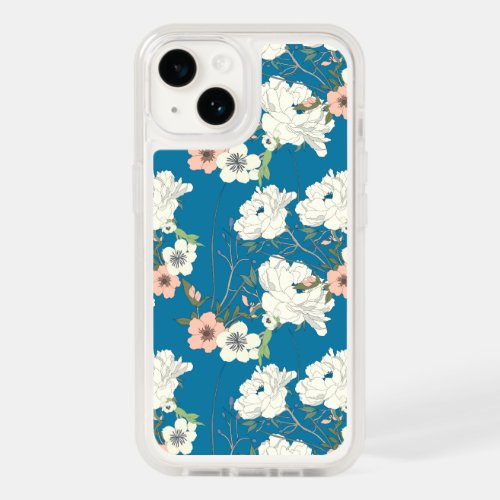 White Floral Garden Pattern OtterBox iPhone 14 Case