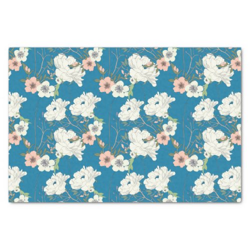 White Floral Garden Pattern Tissue Paper