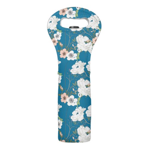 White Floral Garden Pattern Wine Bag