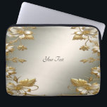 White Floral Gold Ornate Laptop Sleeve<br><div class="desc">Beautiful White Floral Gold Ornate Laptop Sleeve</div>