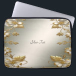 White Floral Gold Ornate Laptop Sleeve<br><div class="desc">Beautiful White Floral Gold Ornate Laptop Sleeve</div>