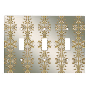 White Floral Gold Ornate Light Switch Cover