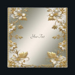 White Floral Gold Ornate Magnet<br><div class="desc">Beautiful White Floral Gold Ornate Magnet</div>