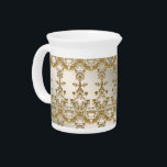 White Floral Gold Ornate Porcelain Pitcher<br><div class="desc">Beautiful White Floral Gold Ornate Porcelain Pitcher</div>