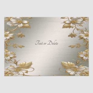 White Floral Gold Ornate Tissue Paper