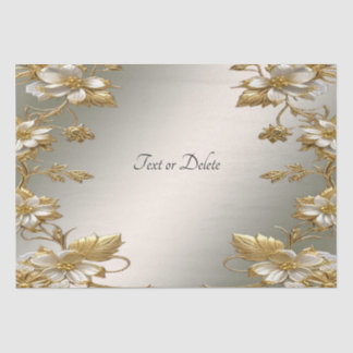 White Floral Gold Ornate Tissue Paper