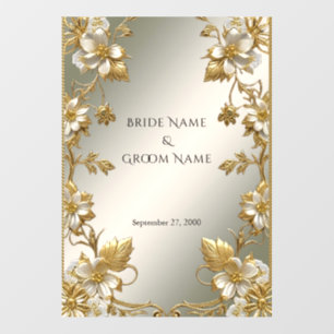 White Floral Gold Ornate Wedding Floor Decal