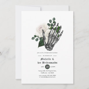 White Floral Gothic Bridesmaids Luncheon Invitation