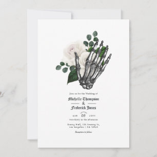 White Floral Gothic Wedding Invitation