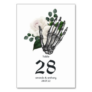 White Floral Gothic Wedding Table Number
