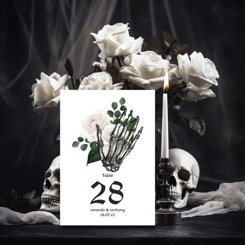 White Floral Gothic Wedding Table Number