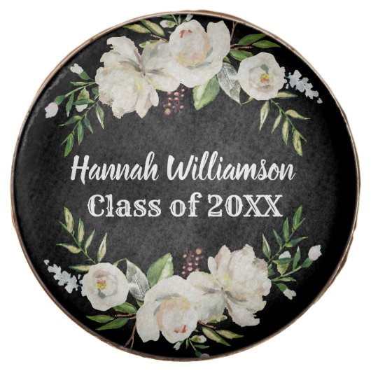 White Floral Graduation Edible Party Favors (Front)