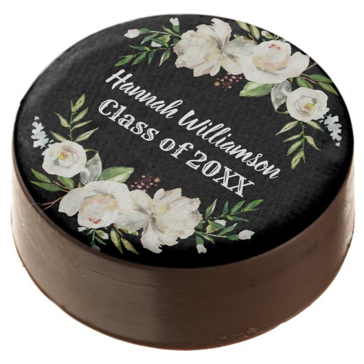 White Floral Graduation Edible Party Favors (Angled)