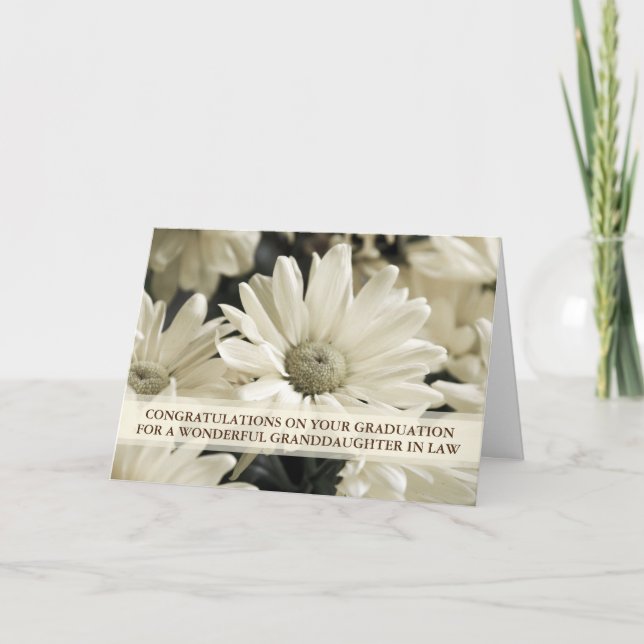White Floral Granddaughter in Law Graduation Card (Front)