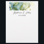 White Floral Green Leaves Elegant Rustic Wedding Letterhead<br><div class="desc">Designed with custom white color background,  text template for event & name and pretty ai generated floral greenery!</div>