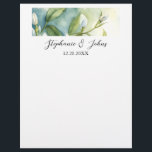White Floral Green Leaves Elegant Rustic Wedding Letterhead<br><div class="desc">Designed with custom white color background,  text template for event & name and pretty ai generated floral greenery!</div>