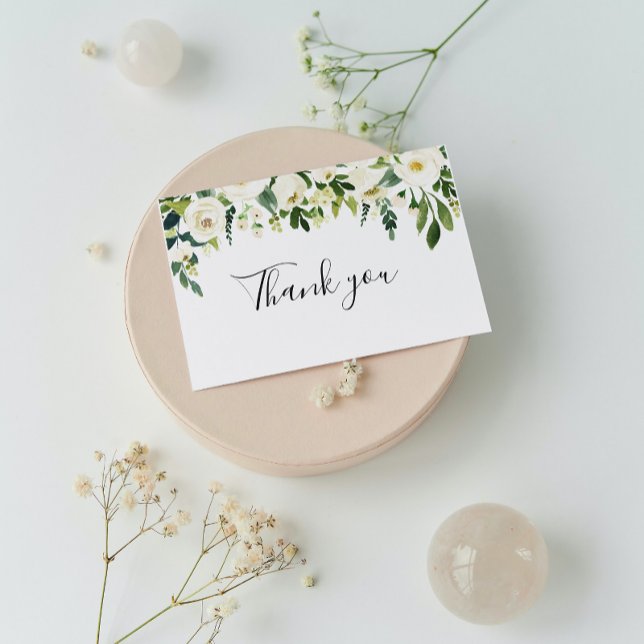 White Floral Greenery Calligraphy Thank you (Creator Uploaded)