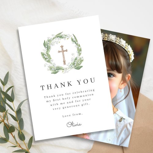 White Floral Greenery First Communion Photo