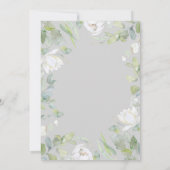 White Floral Greenery Modern Elegant Baby Shower Invitation (Back)