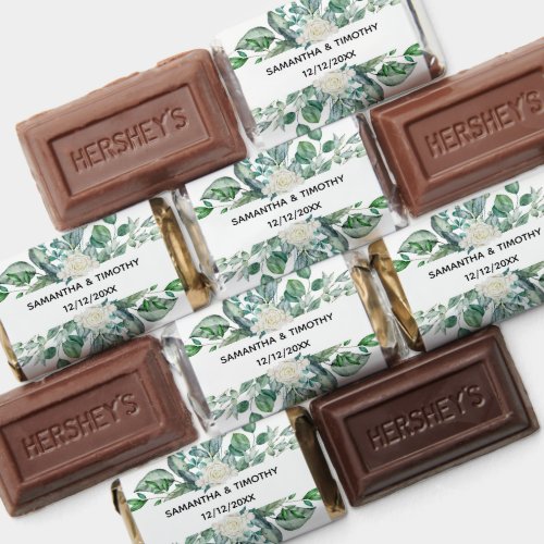 White Floral Greenery Wedding Favors Hershey Candy