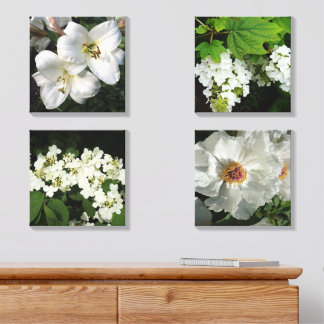 White Floral Grouping Canvas Photo Tile