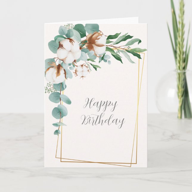 White Floral happy Birthday Card (Front)