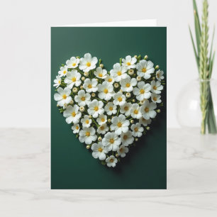 White Floral Heart Love Card