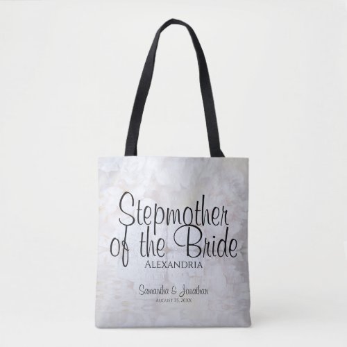White Floral Hearts Wedding Stepmother of Bride Tote Bag