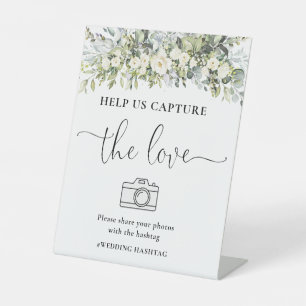 White Floral Help Us Capture The Love Sign