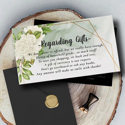 White Floral Honeymoon Wishing Will Fund Cards
