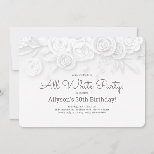 White Floral Invitation (Front)