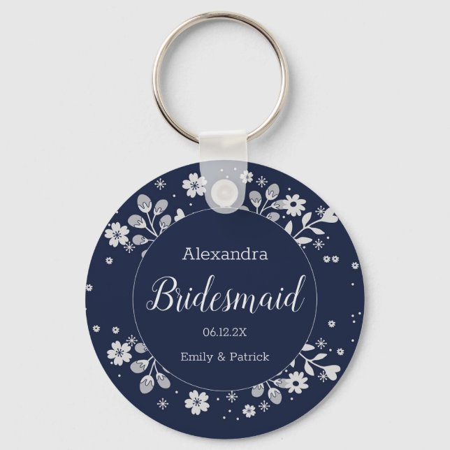 White Floral Keychain (Front)