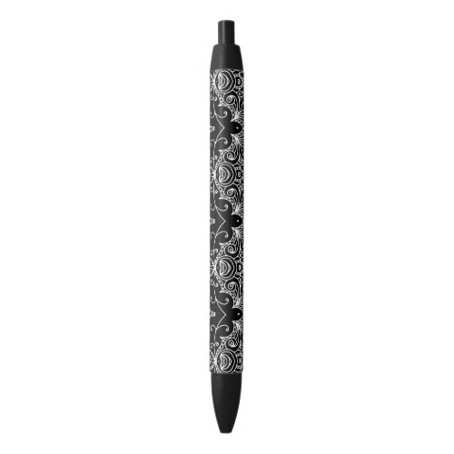 White Floral Lace Black Ink Pen