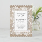 White Floral Lace Rustic Wedding Invitation (Standing Front)