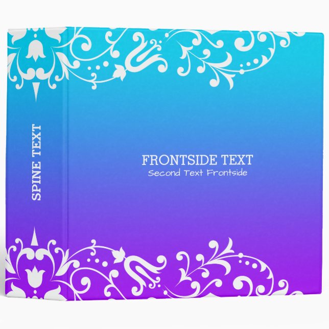 White Floral Lace With Purple & Blue Gradient Binder (Front/Spine)